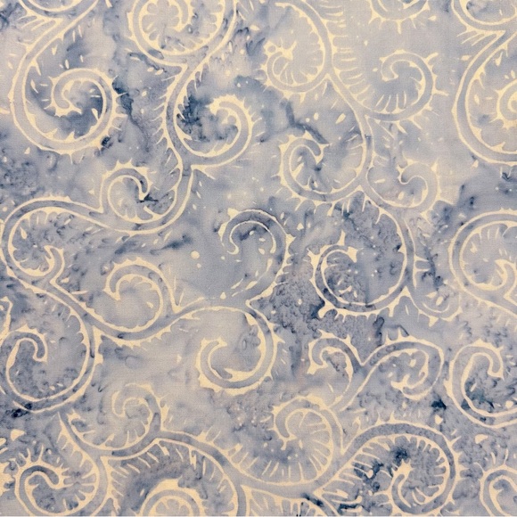 Wild Iris~Watercolor Hand Crafted Sleeveless Artsy Blue Scrolls Cotton Large Top - Picture 5 of 10